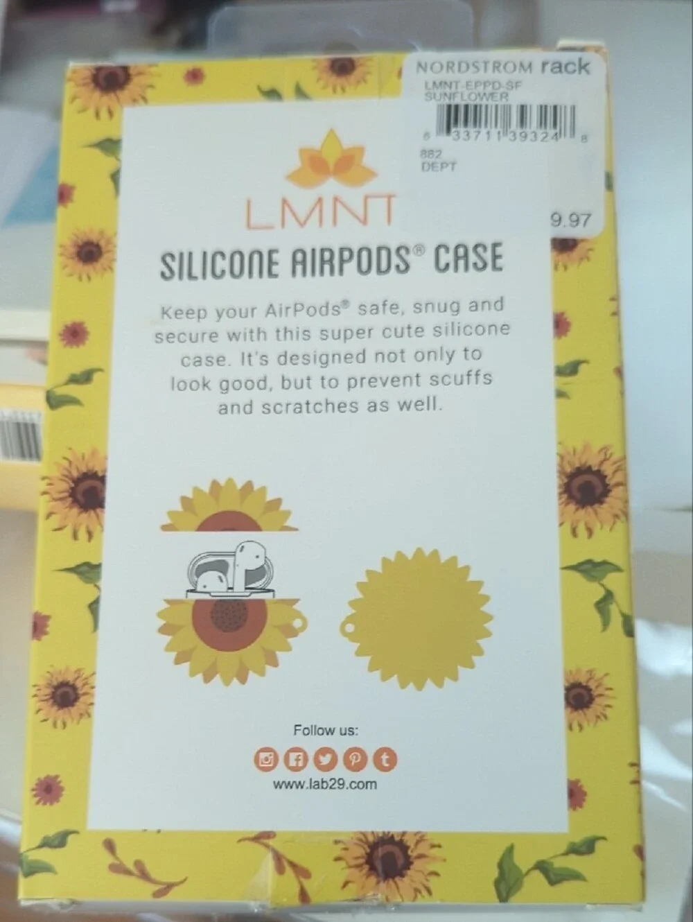 LMNT Yellow Sunflower Silicone AirPods Case